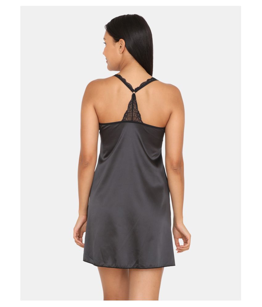 Buy Zivame Satin Baby Doll Dresses With Panty Black Online at Best