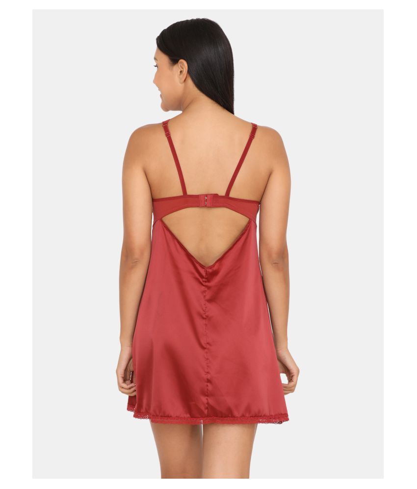 Buy Zivame Satin Baby Doll Dresses With Panty Red Online at Best