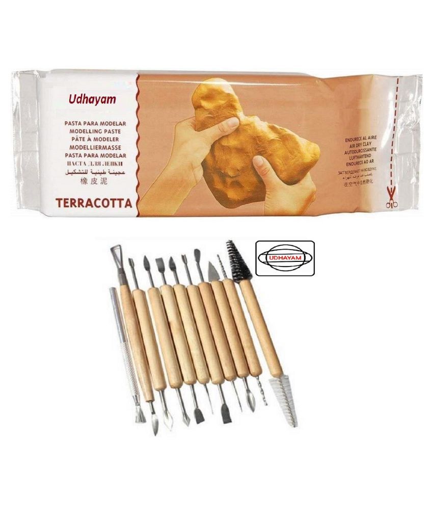     			Udhayam Air Dry Modelling Clay (brown) with 11pcs pottery tool