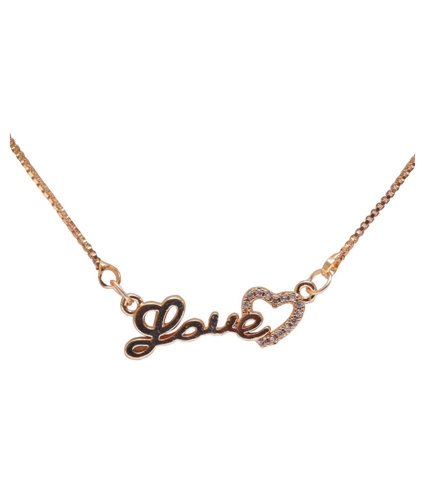 Beautiful love Rose gold pendent with chain: Buy Beautiful love Rose ...