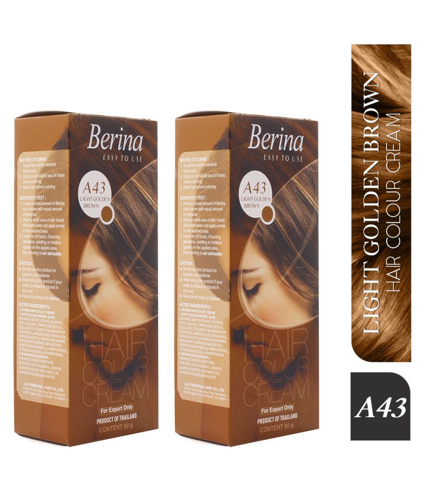 Berina A43 Light Golden Semi Permanent Hair Color Brown 60 g Pack of 2: Buy  Berina A43 Light Golden Semi Permanent Hair Color Brown 60 g Pack of 2 at  Best Prices in India - Snapdeal