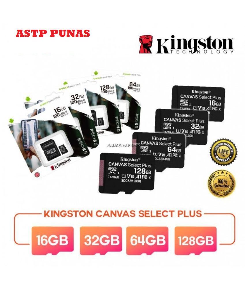 Карта памяти kingston canvas select plus microsd