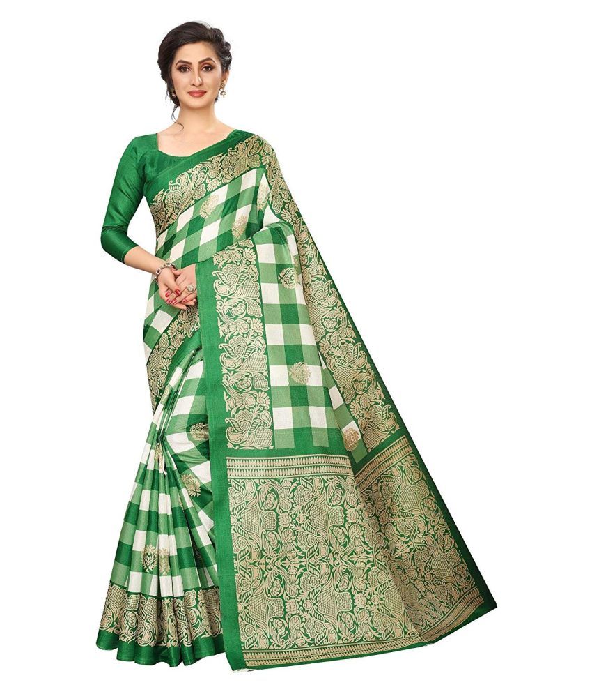     			SVB SAREES Green Art Silk Saree