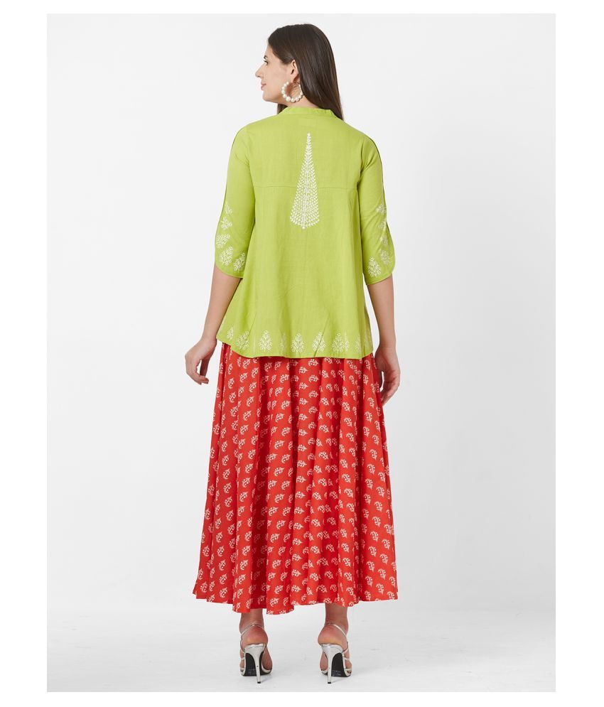 ANVITA Cotton Kurti With Skirt Stitched Suit Buy ANVITA Cotton