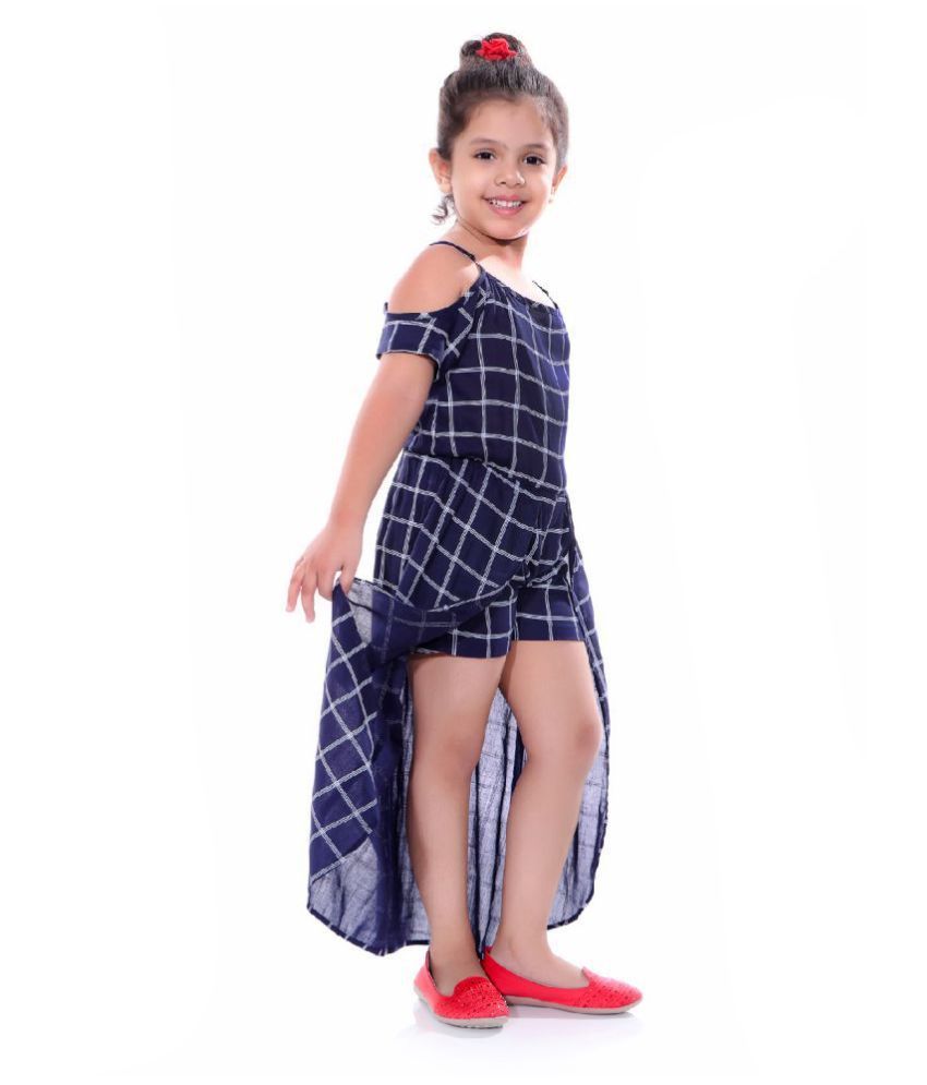 Naughty Ninos Girls Checked Navy Blue Maxi Dress Buy Naughty Ninos