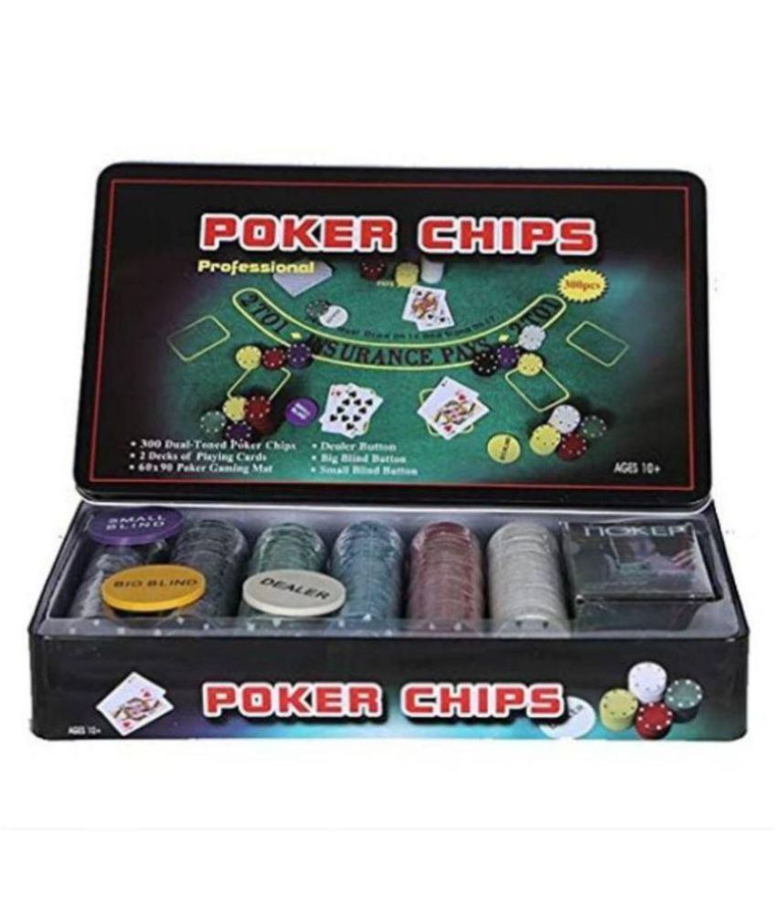 ZVR Professional 300 Chips Poker Set (TIN CASE Safe Pack) (Multicolor