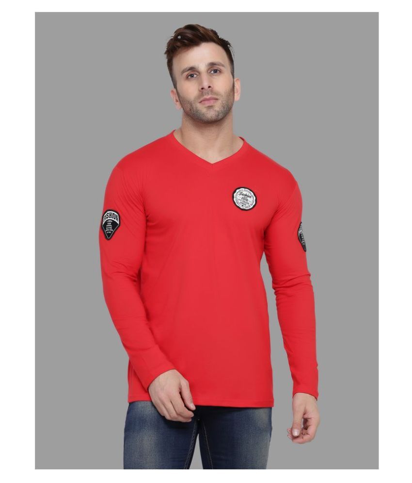     			Tfurnish Cotton Blend Red Solids T-Shirt