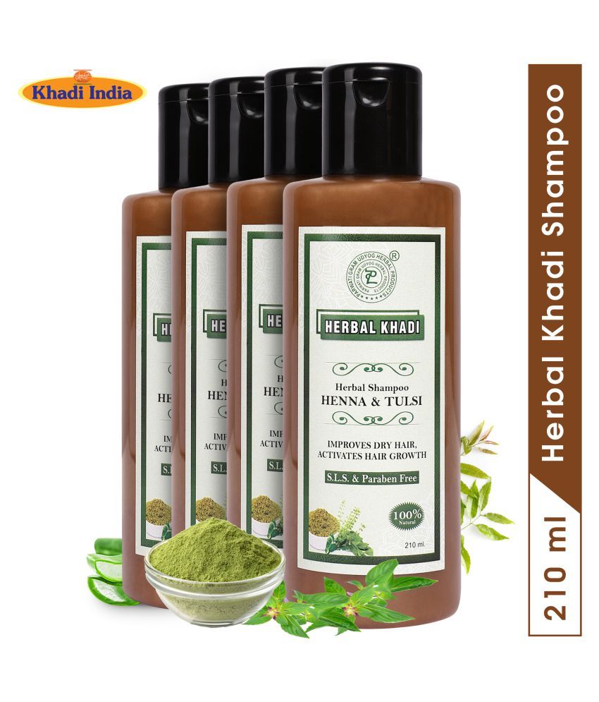 Herbal Khadi Heena Tulsi No Sls Paraben Hair Growth Shampoo 840 Ml Pack Of 4 Buy Herbal Khadi Heena Tulsi No Sls Paraben Hair Growth Shampoo 840 Ml Pack Of