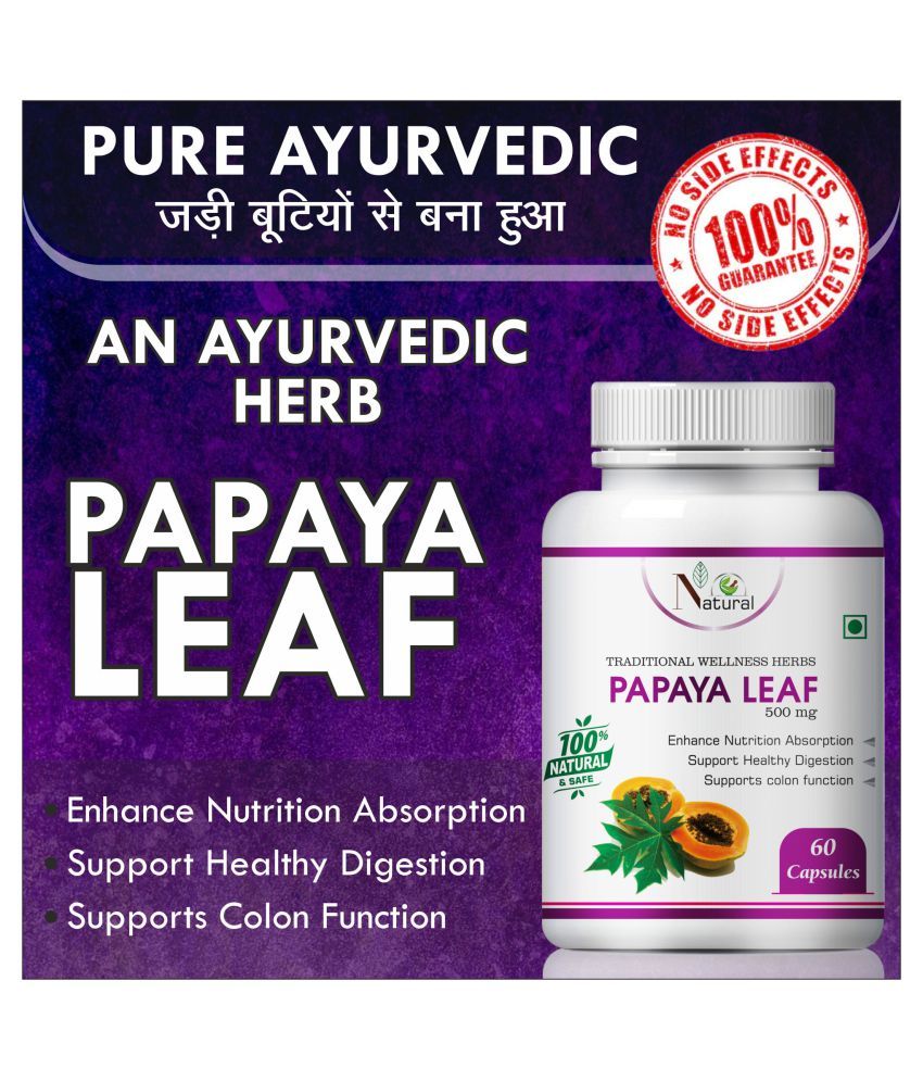 Natural Papaya leaf increases blood platelets Capsule 60 no.s Pack Of 1
