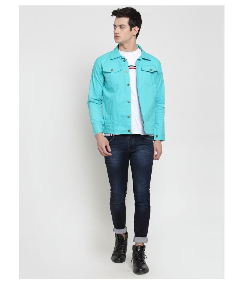 turquoise denim jacket