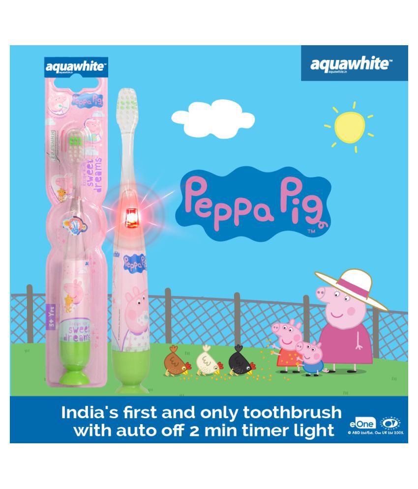 aquawhite Peppa Pig Flash, (2+years) Toothbrush Peppa Pig Pack of 1