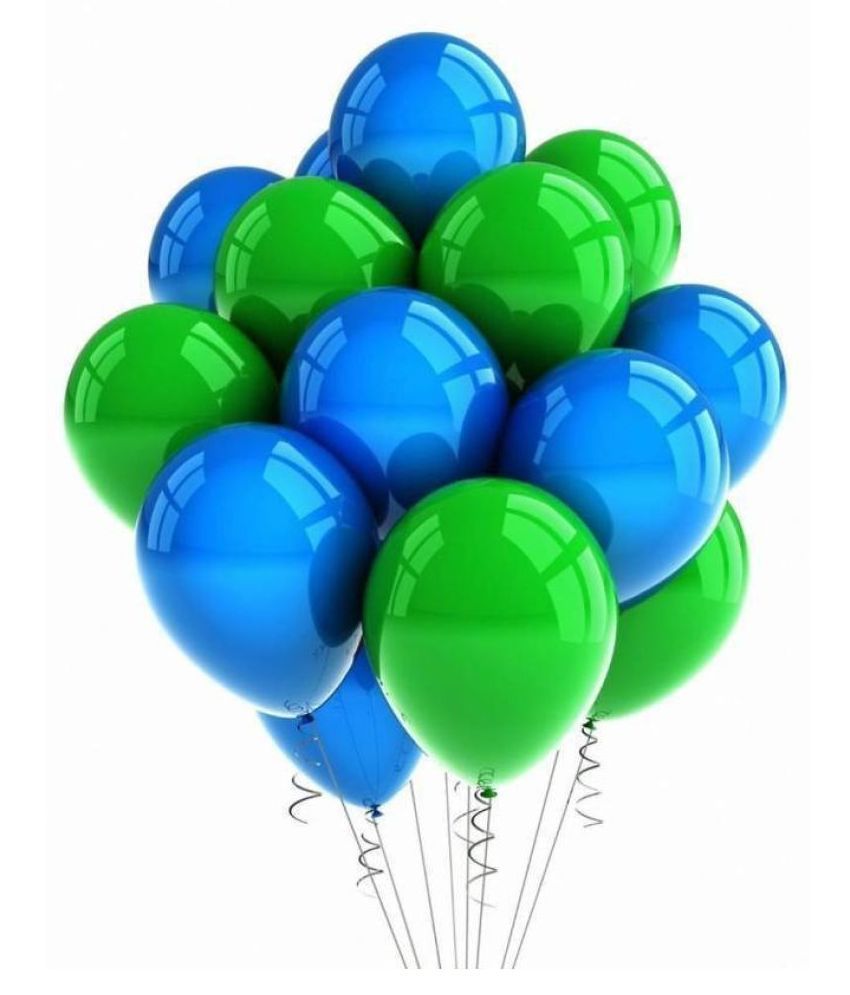 happy birthday Metallic Green and Blue Balloons for Decoration Pack of ...