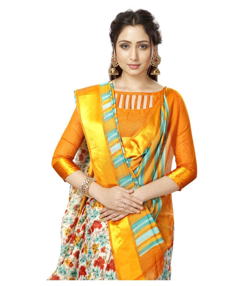 yellow cotton saree for haldi