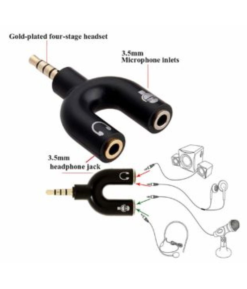 OTG Earphone Splitter Adapter, U Shape 3.0 mm Splitter for Audio Stereo