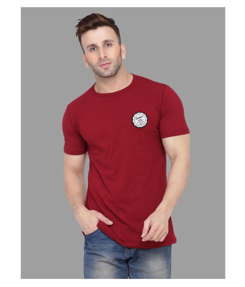     			Tfurnish Cotton Blend Maroon Solids T-Shirt