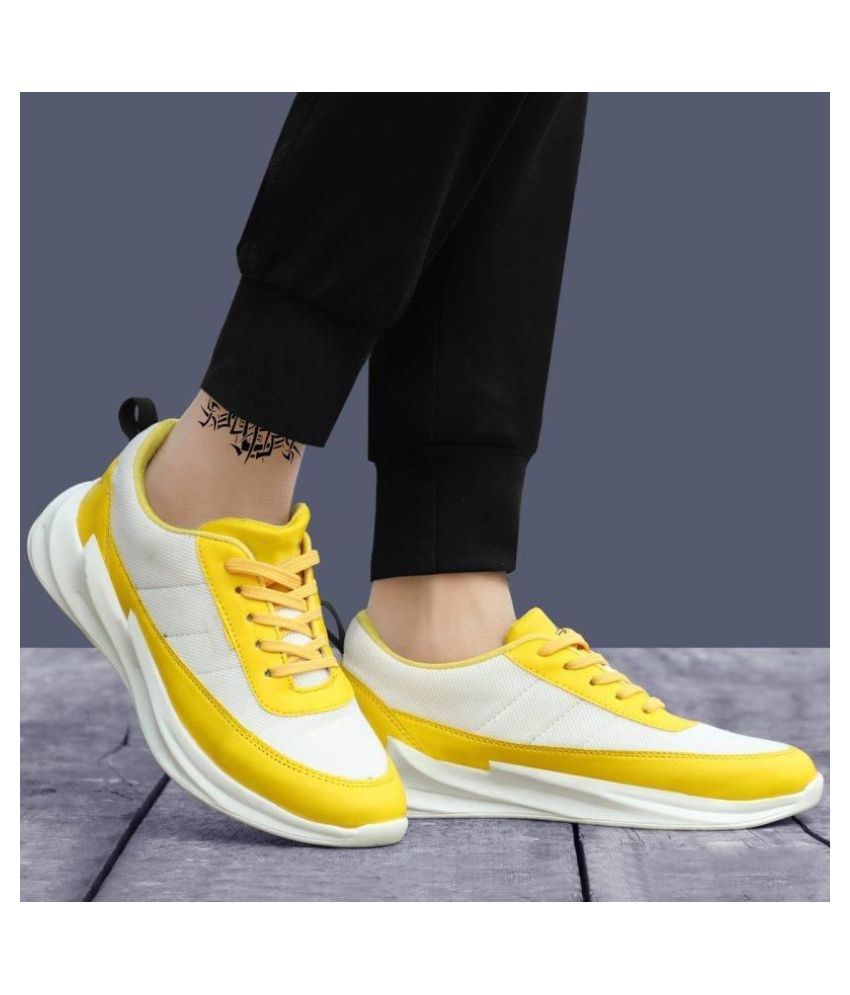 yellow sports shoes