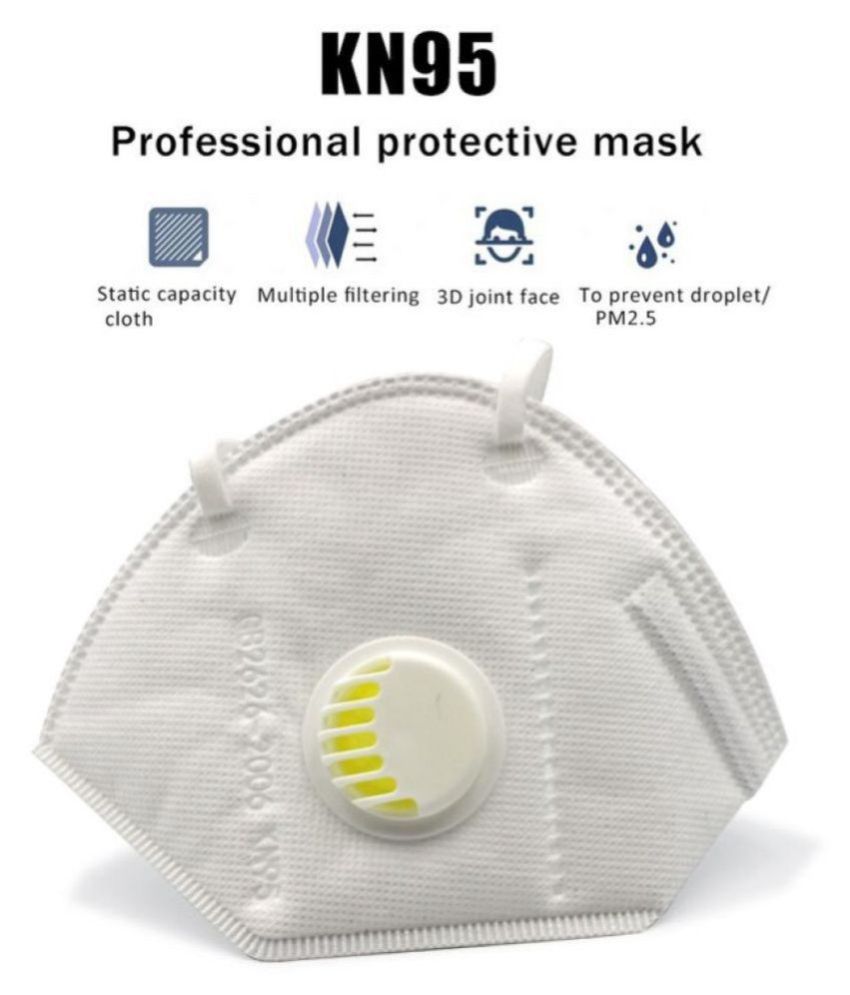 KN95 Protective Face Masks with PM 2.5 Filtration Valve; Pack of 10