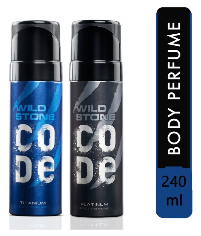     			Wild Stone Code Platinum & Titanium Body Mist - For Men (240 ml, Pack of 2)
