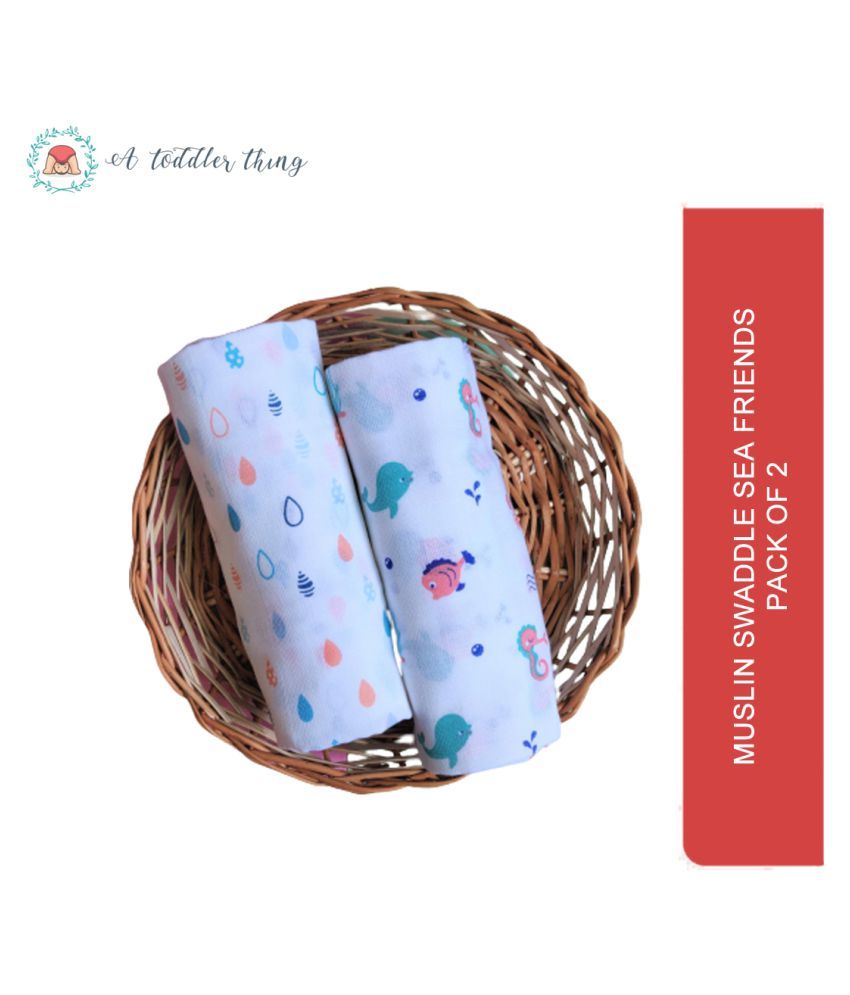 A Toddler Thing White Cotton Baby Blanket ( 80 cm × 5 cm 2 pcs) Buy A
