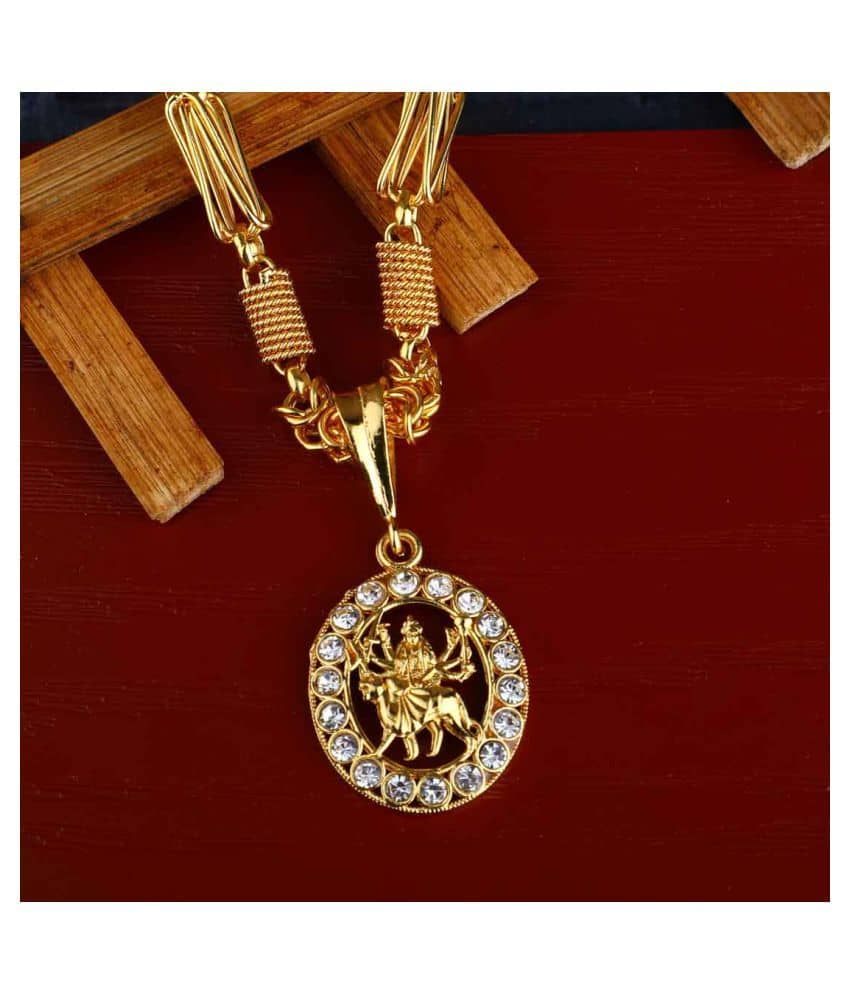 DIPALI Stainless Steel jay ambe ma Pendant Chain Gold