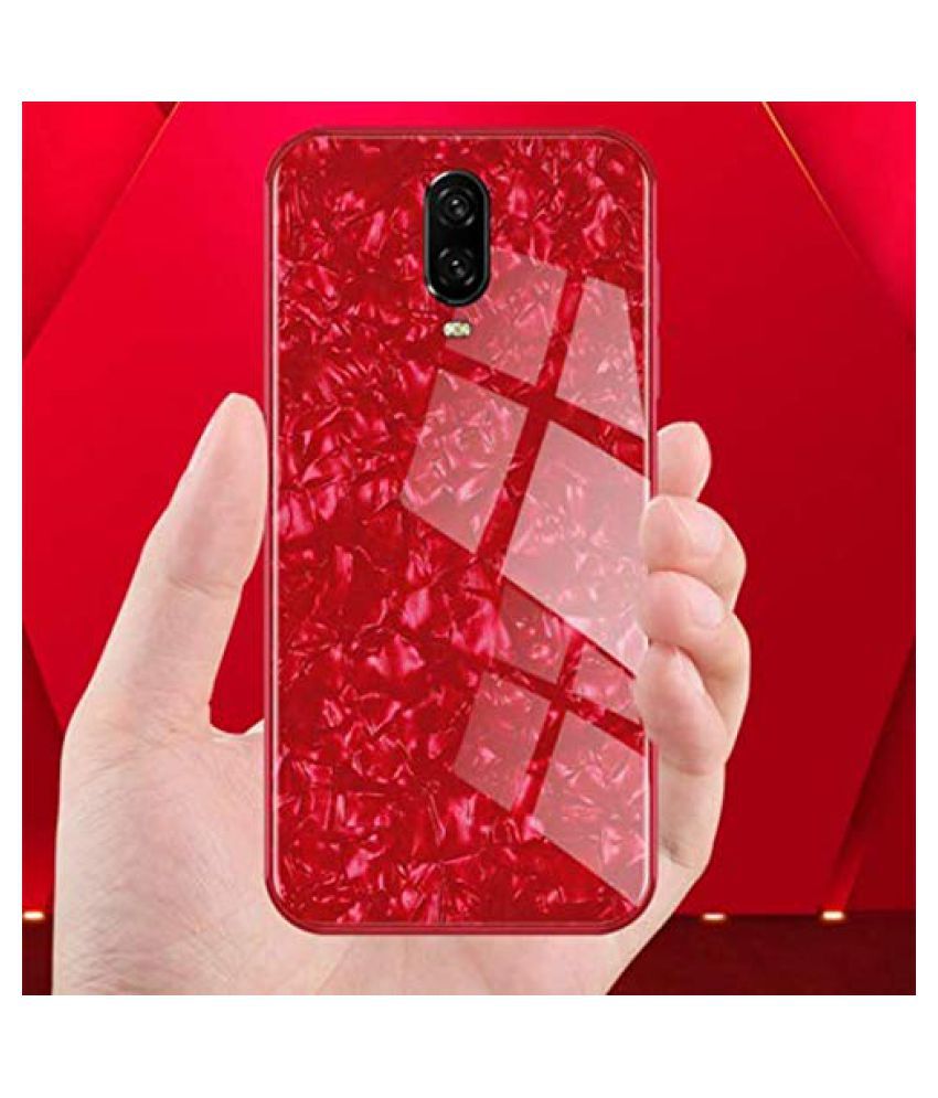 OnePlus 7 Marble GoPerfect - Red Marble Glass Case Cover