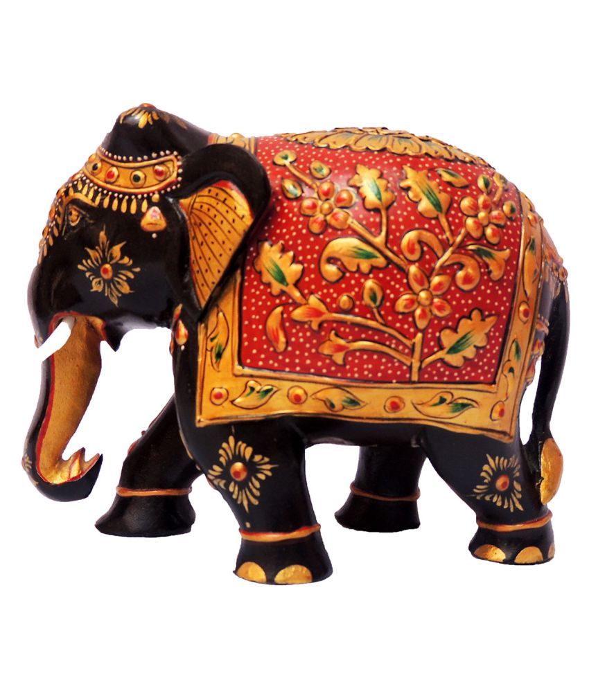 Krishna Handicrafts Black Wood Decorative Elephant - Pack of 1: Buy ...