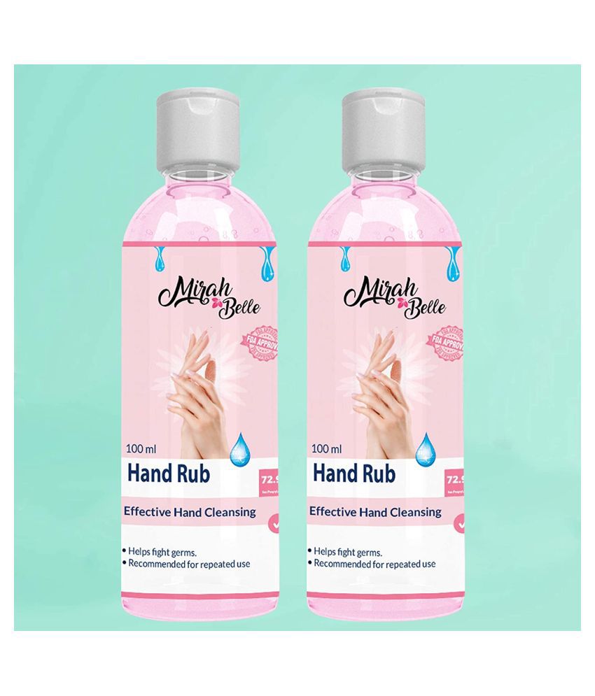 Mirah Belle Hand Rub (72.9% Alcohol) FDA Approved Hand Sanitizer 200 mL Pack of 2