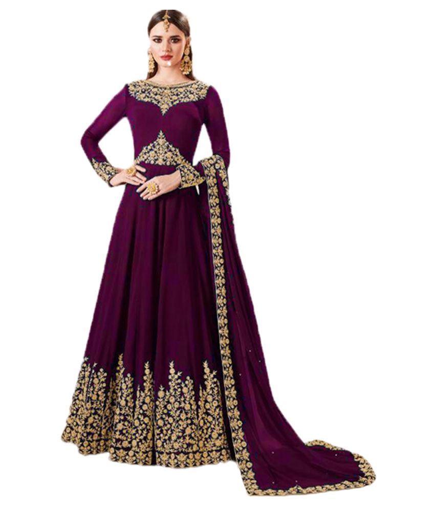 purple georgette gown