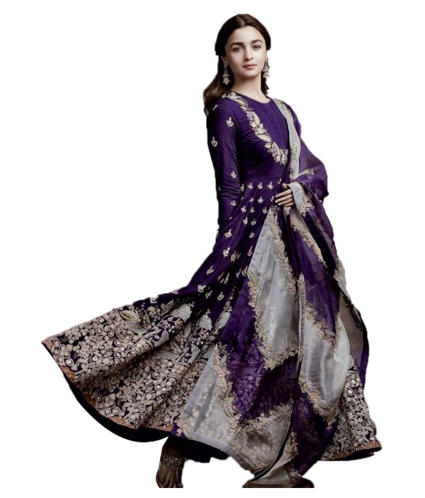 purple georgette gown