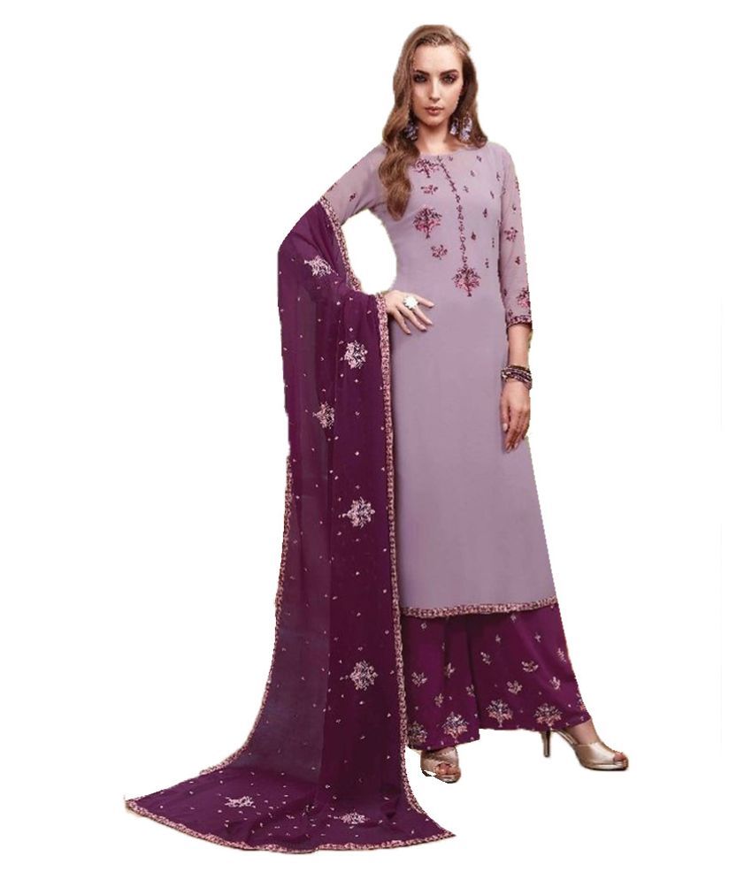 purple georgette gown