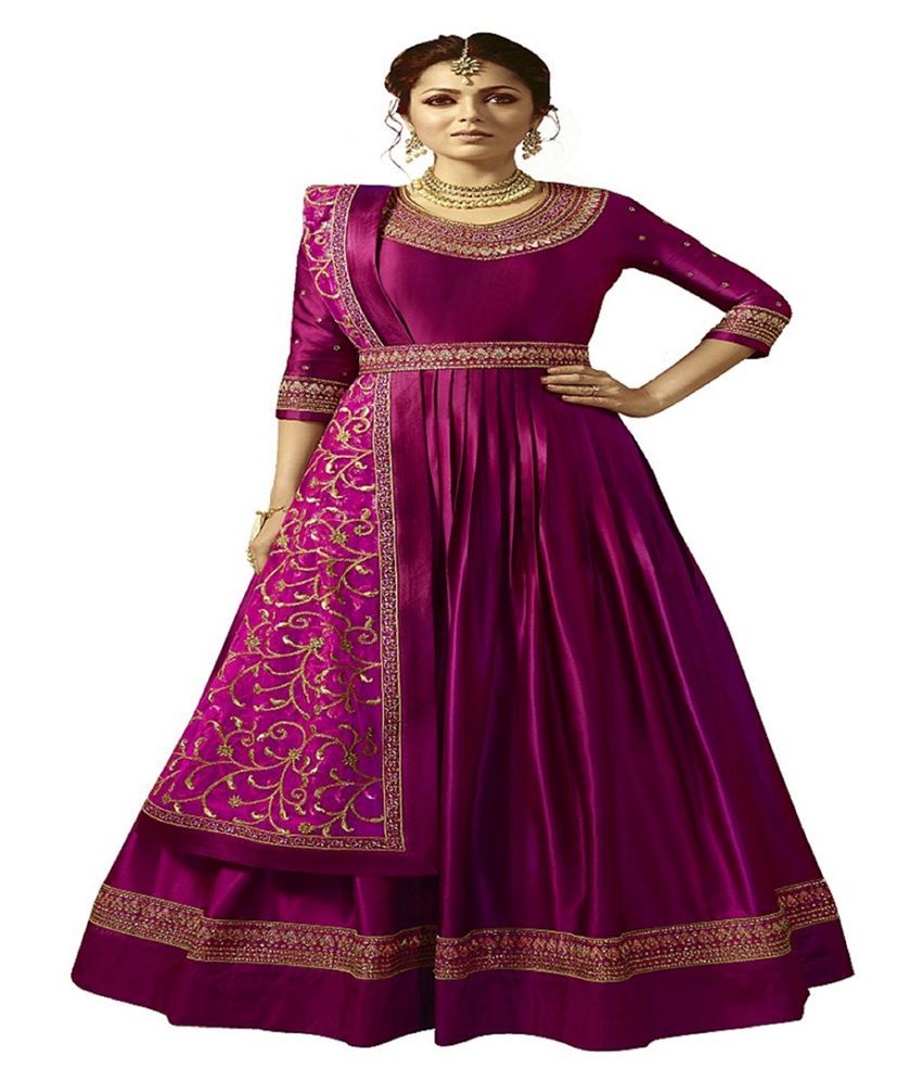 purple georgette gown