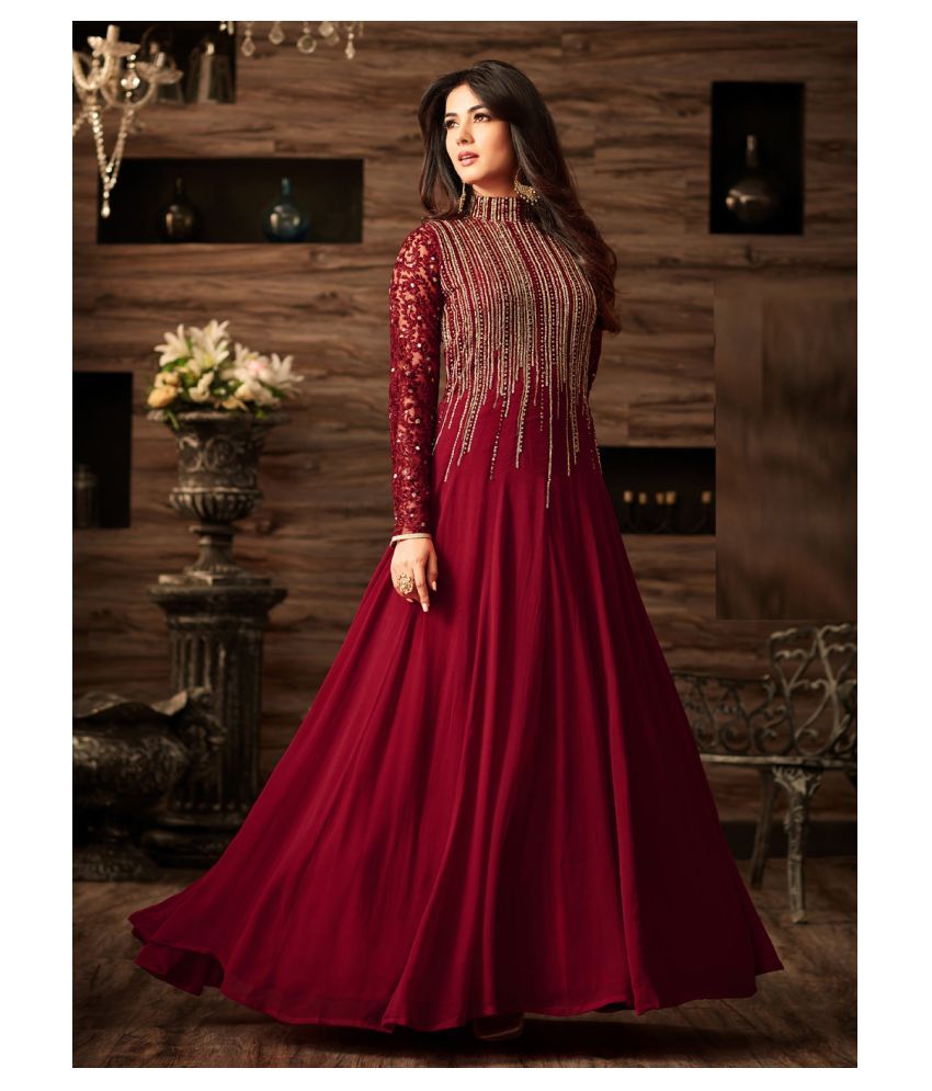 maroon ethnic gown