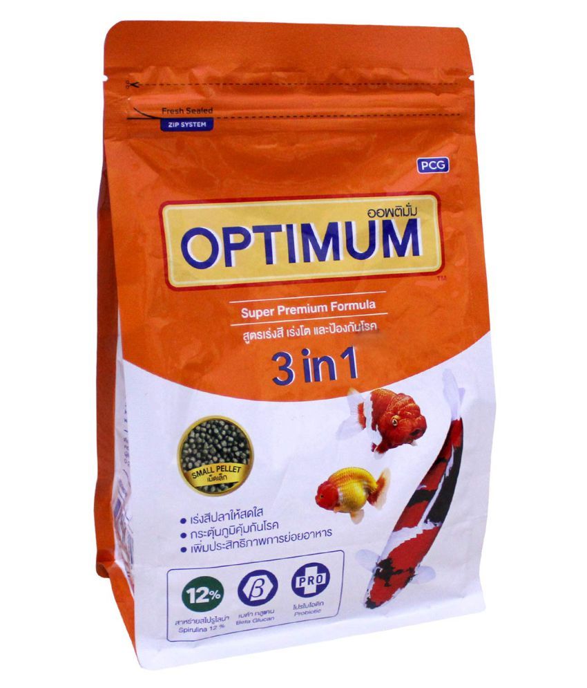 Optimum 3 in 1 Fish Food for Carp, Goldfish and Cichlid Spirulina 12