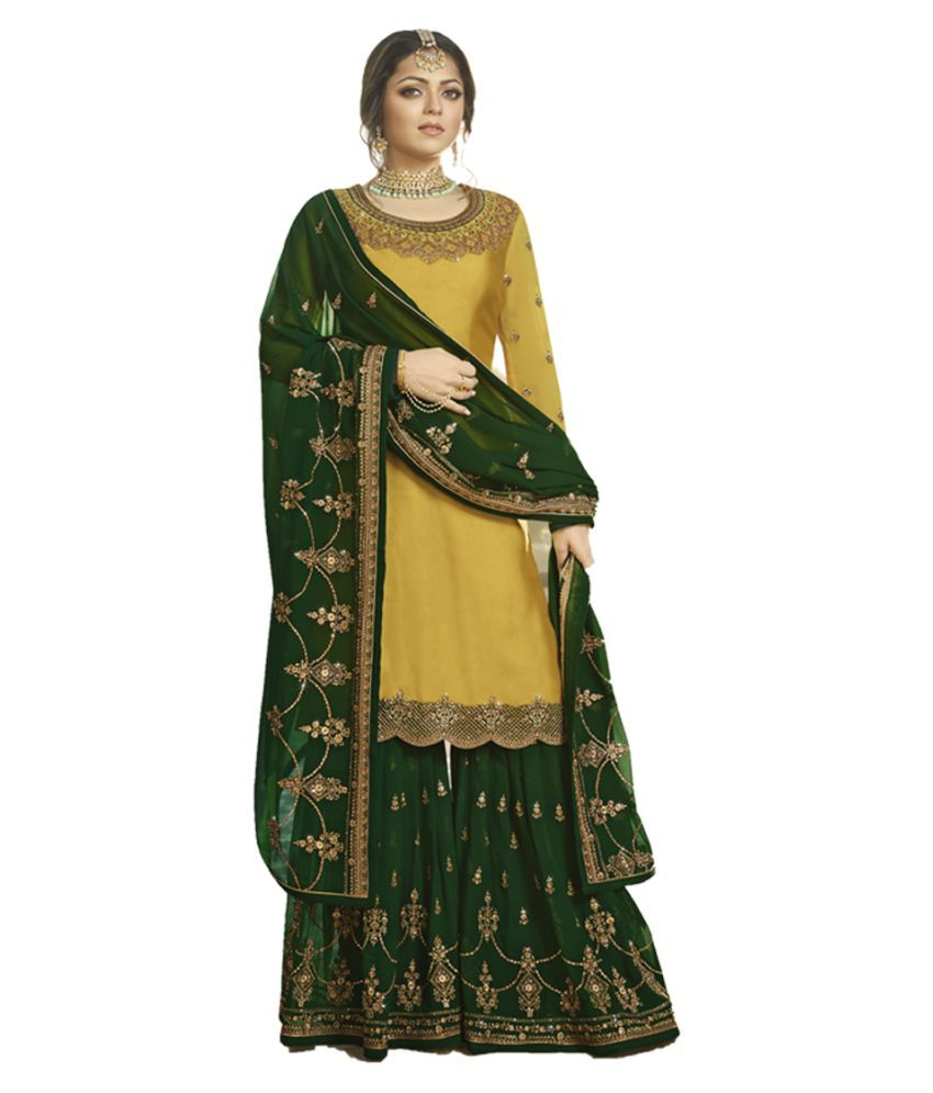 yellow georgette gown