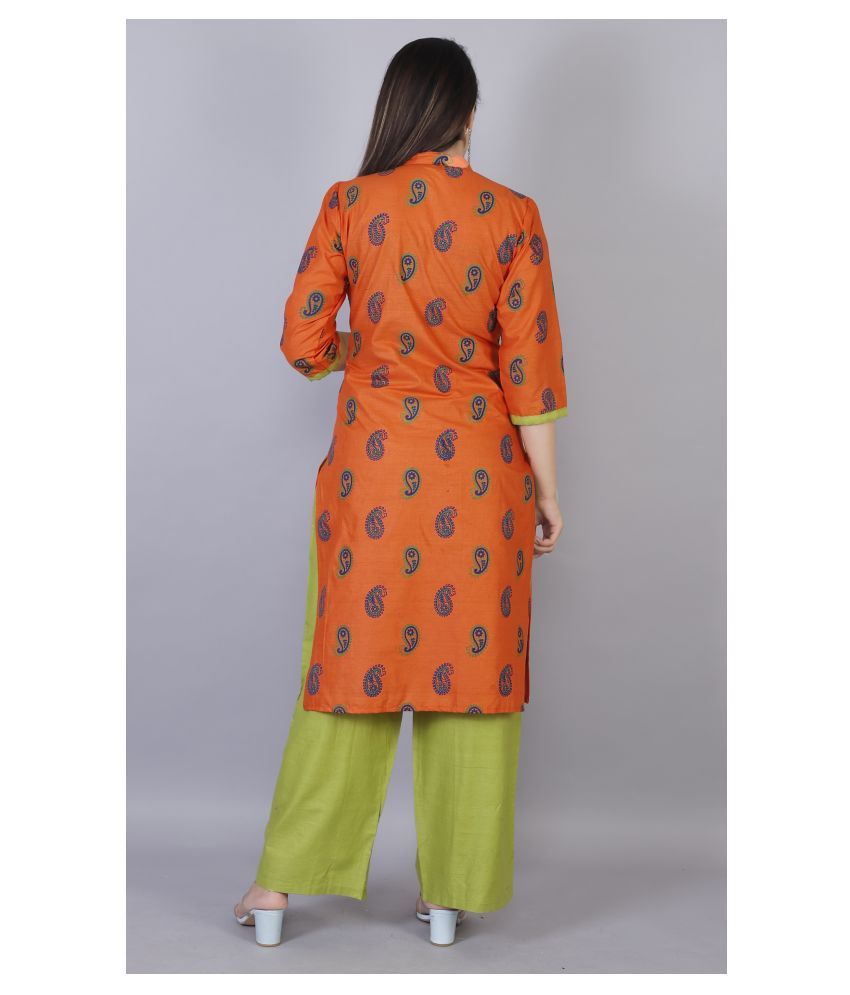 Bazar Chale Cotton Kurti With Palazzo Stitched Suit Buy Bazar Chale