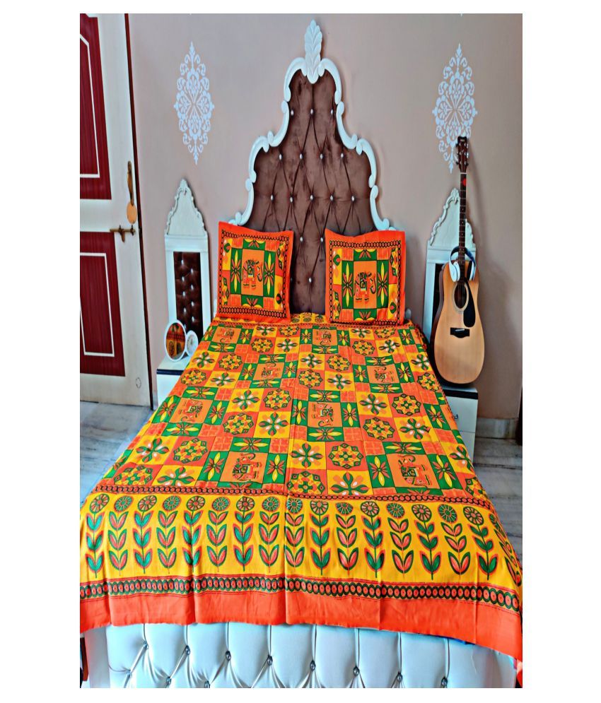 Organic Traders Cotton Double Bedsheet with 2 Pillow Covers Buy