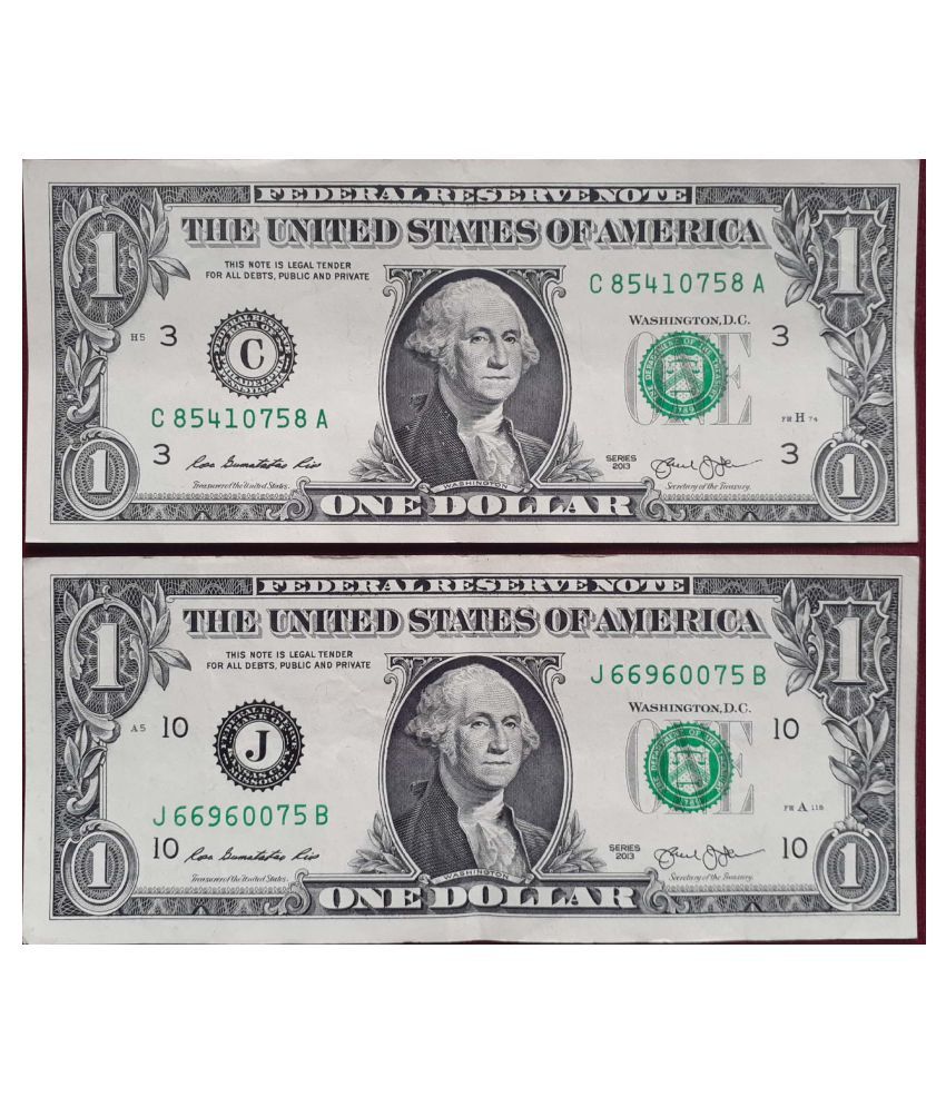     			The United States of America One Dollar Bill 2013 ** Qty-2