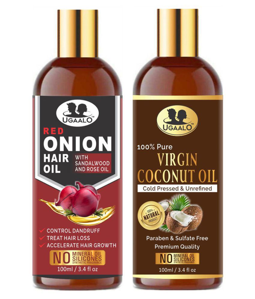 Ugaalo Red Onion Oil & Virgin Coconut Oil For Hair Growth- 200 mL Pack ...