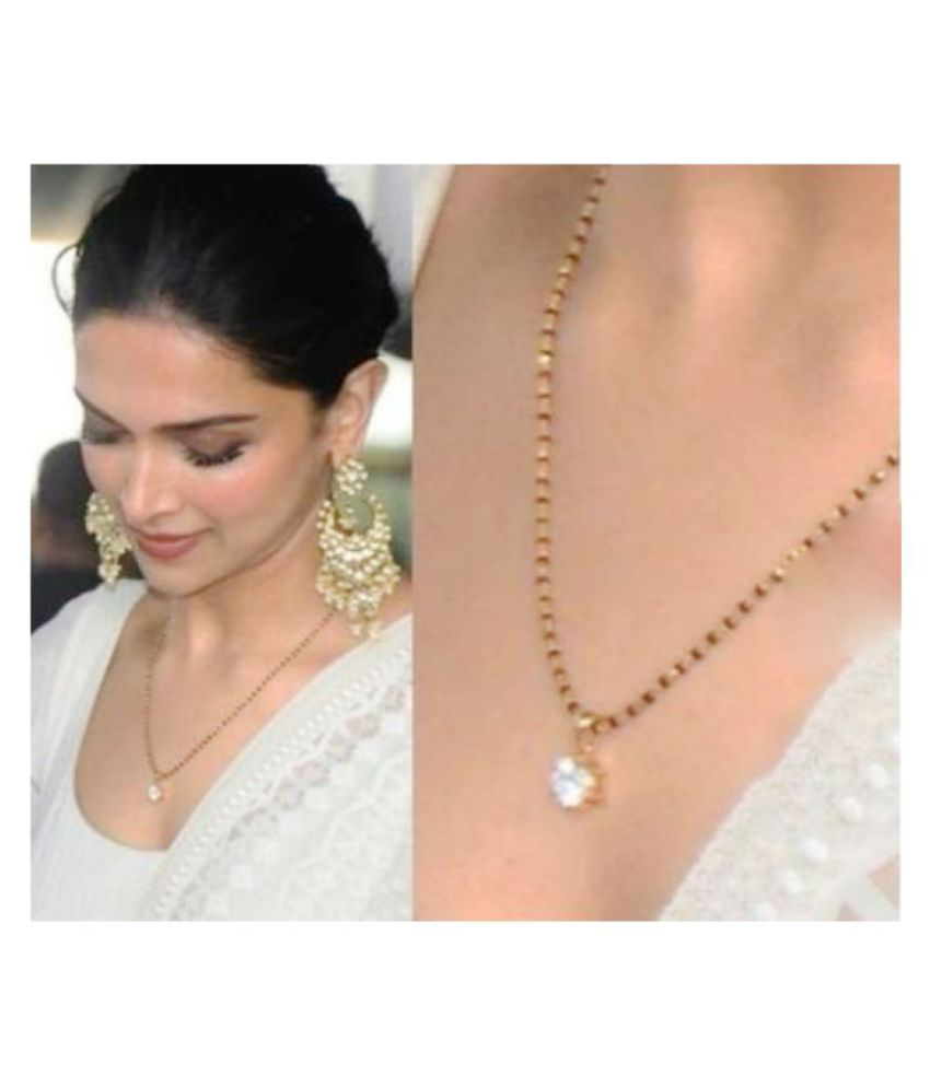     			Gilher Bollywood Deepika Daily Wear American Diamond 18 Inch Short Length Mangalsutra  For Women