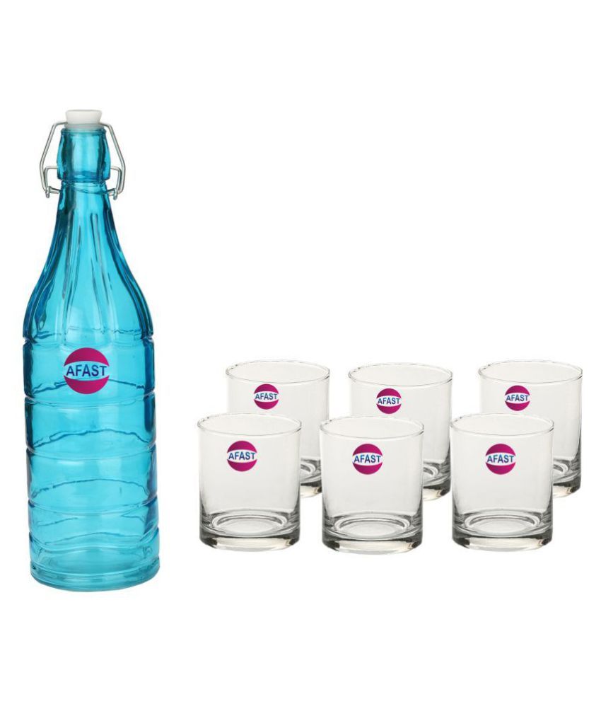     			Somil Glass Bottle Glass Set, Transparent, Pack Of 7, 1000 ml