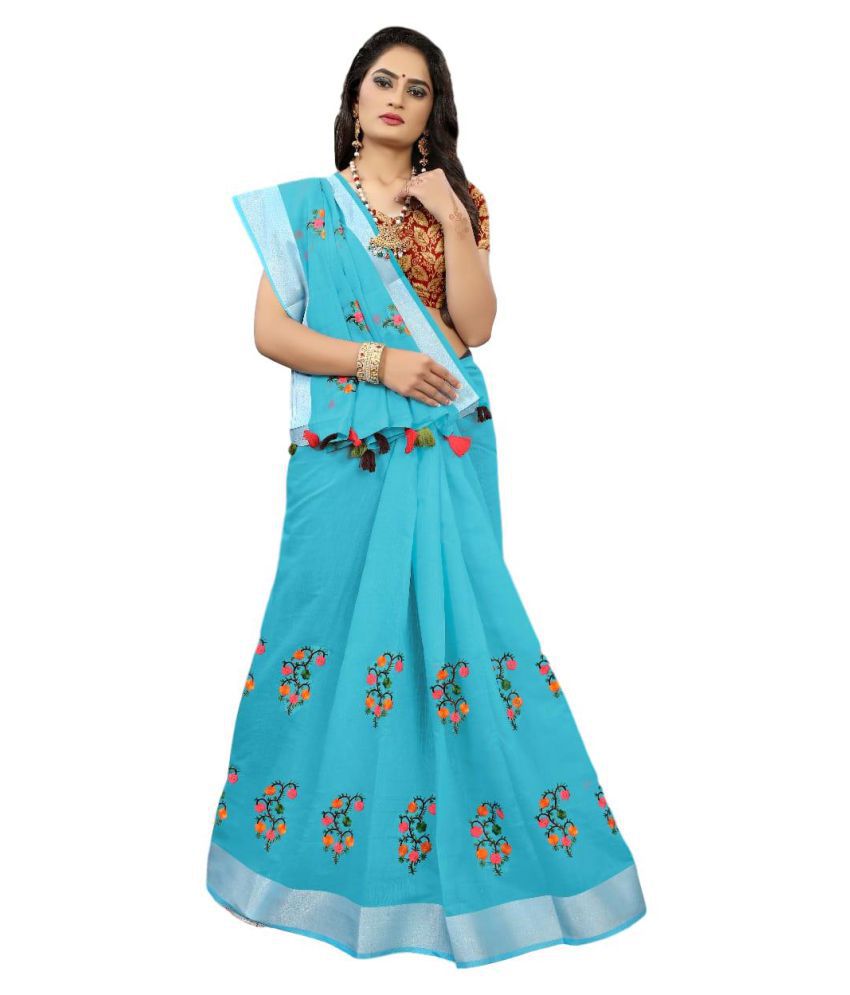 Ladies Pure Silk Printed Party Wear Saree Sky Blue Silk Saree - Buy ...