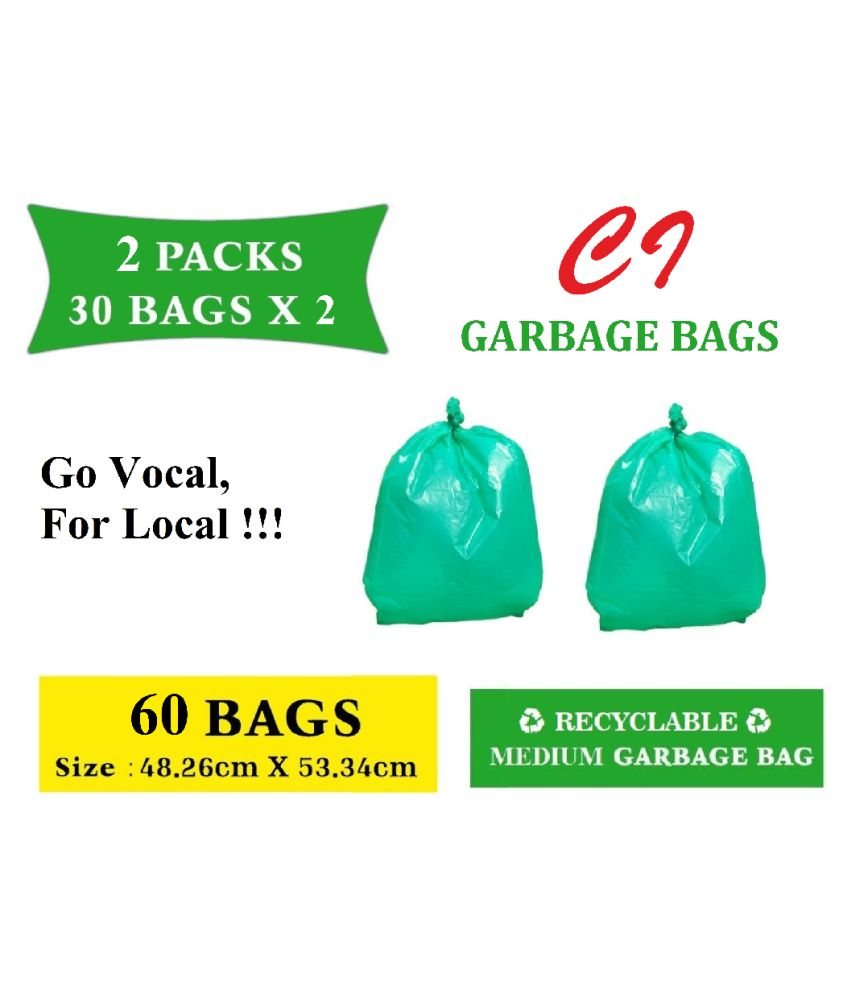 C I OxoBiodegradable garbage bags (60 Pcs) (Green) Buy Online at