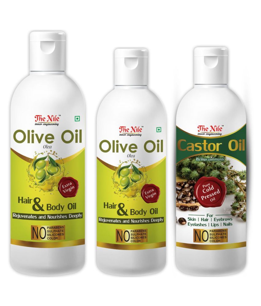     			The Nile Olive Oil 150 ML + 100 ML (250 ML) + Castor Oil 100 ML 350 mL Pack of 3