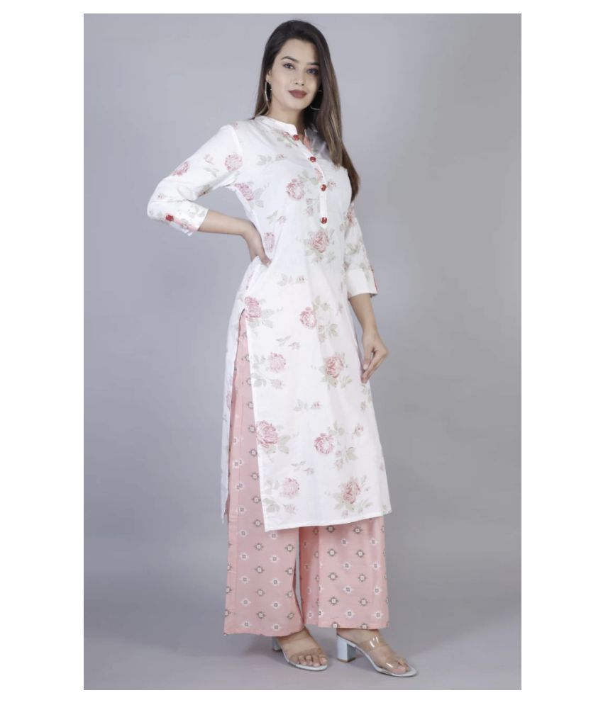 ZOEYAMS Cotton Kurti With Palazzo  Stitched Suit  Buy ZOEYAMS Cotton  Kurti With Palazzo  Stitched Suit Online at Low Price  Snapdealcom