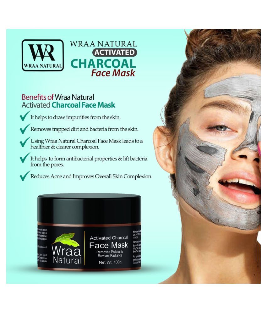 Wraa Natural Activated Charcoal Mask Pack Deep Cleansing Face Face Pack