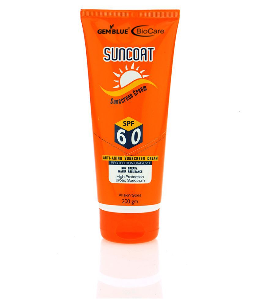 gemblue biocare Suncoat SPF 60 Sunscreen Cream Medium 150 mL Pack of 2 ...