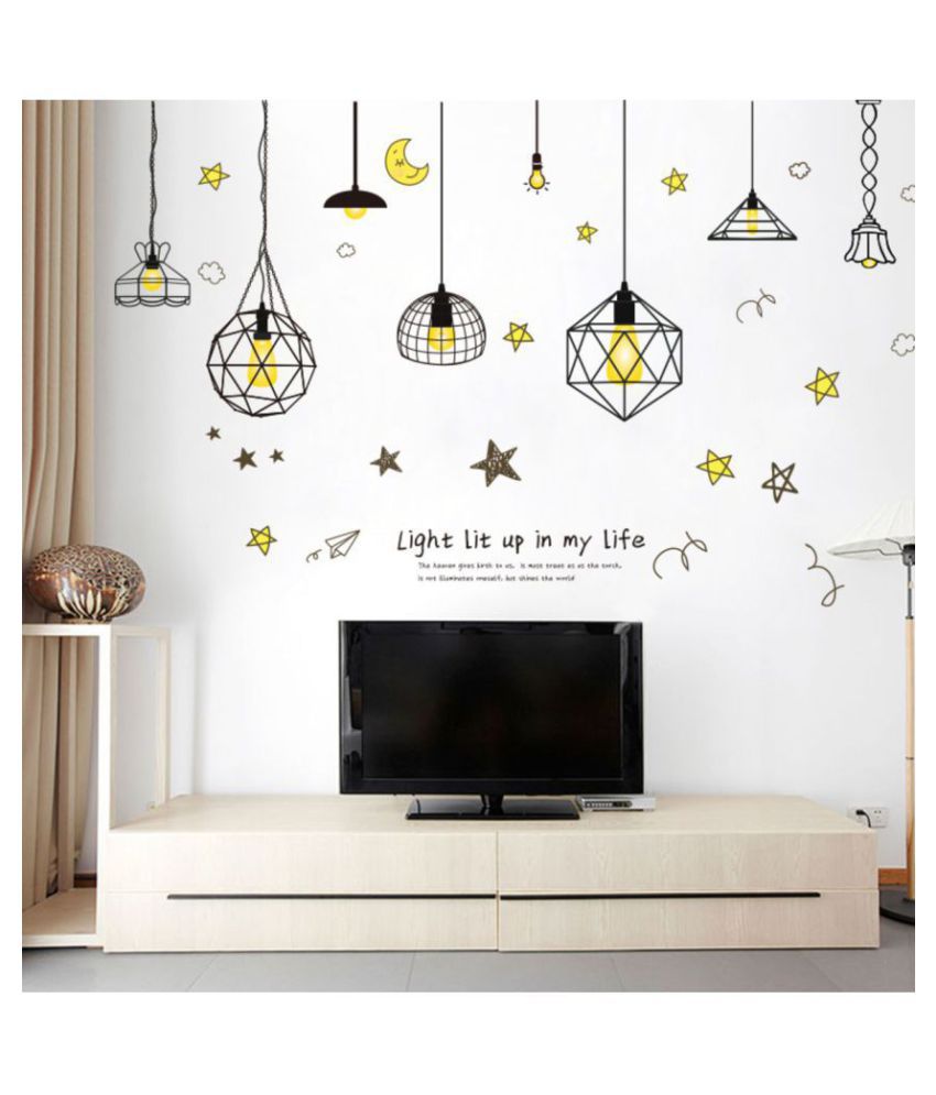     			HOMETALES Wall Sticker Hanging Lamp with Moon Star Sticker ( 50 x 70 cms )