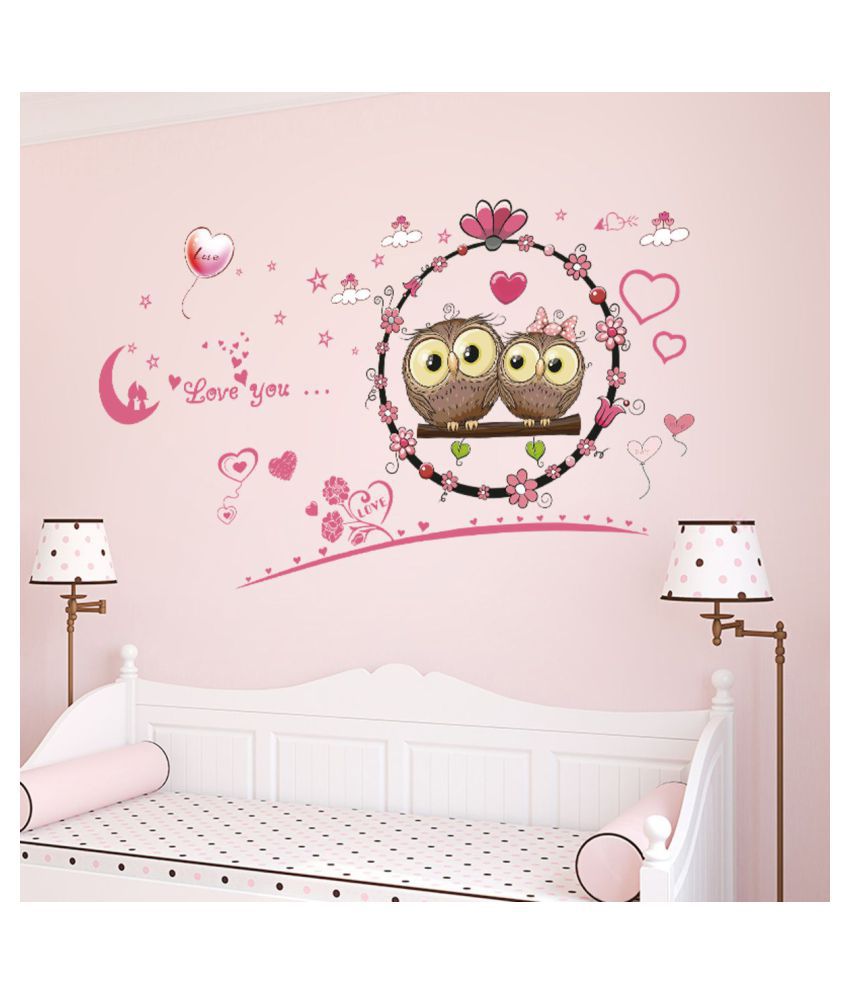     			HOMETALES Wall Sticker Owl Couple Sticker ( 50 x 70 cms )