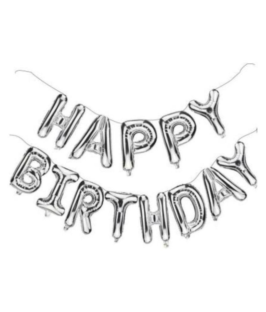 party universe happy birthday letter foil silver balloon 16 inch 13