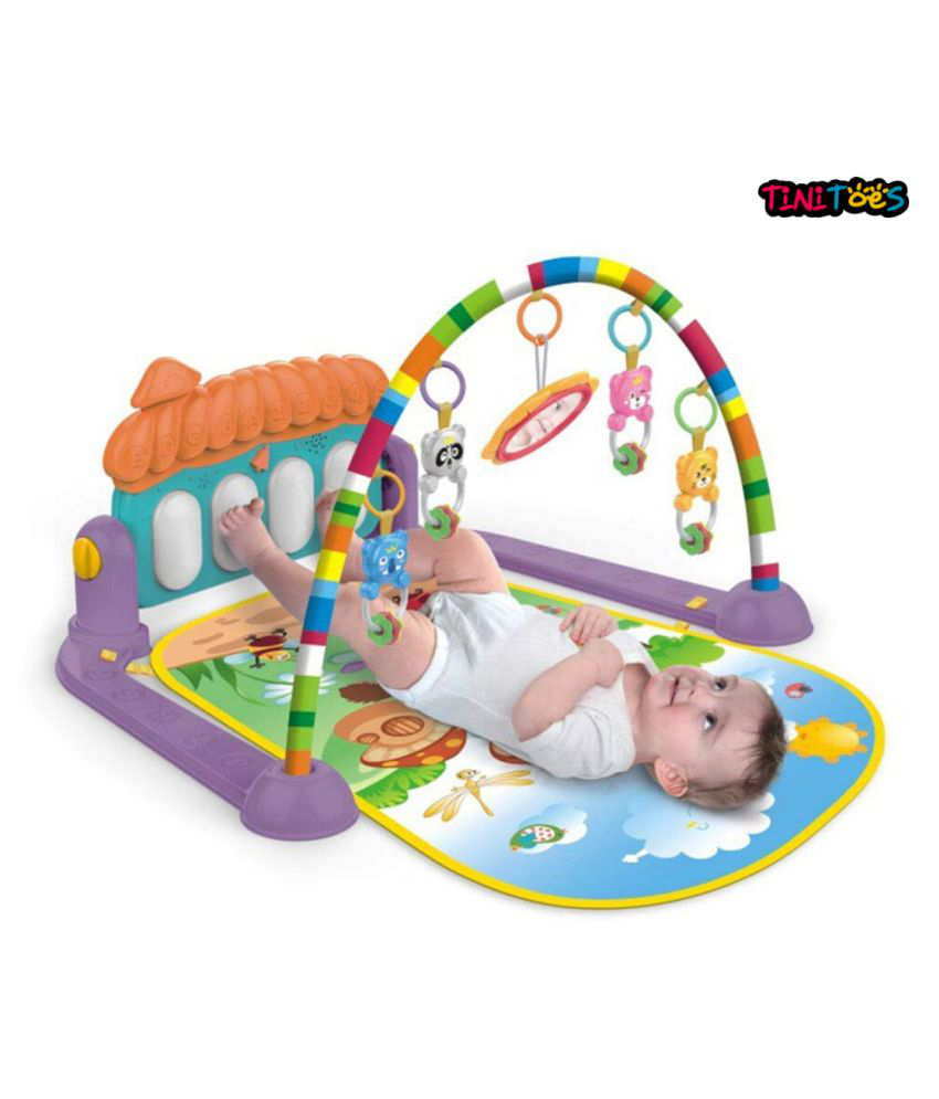     			TiNiToeS Gyms and Activity Play Mat Kick and Play Piano with Music and Lights, Electric Learning Jungle Gym with Rattles & Stuffed Toys for Infants, Newborn, Girls and Boys Age 1 to 36 Months